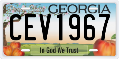 GA license plate CEV1967