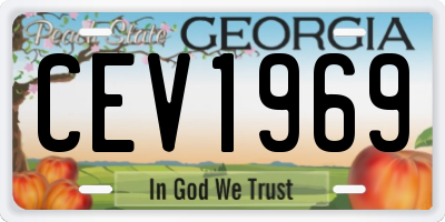 GA license plate CEV1969