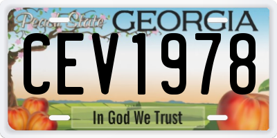 GA license plate CEV1978