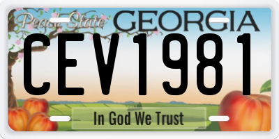 GA license plate CEV1981