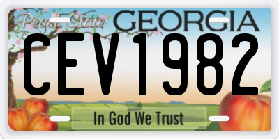 GA license plate CEV1982