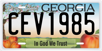 GA license plate CEV1985