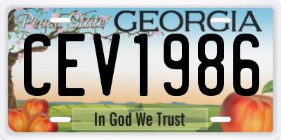 GA license plate CEV1986