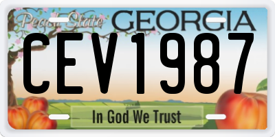 GA license plate CEV1987