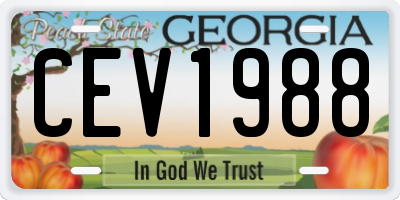 GA license plate CEV1988