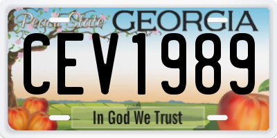 GA license plate CEV1989