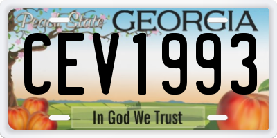 GA license plate CEV1993