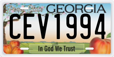 GA license plate CEV1994