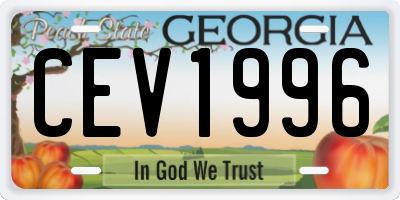 GA license plate CEV1996