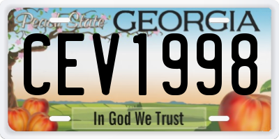 GA license plate CEV1998