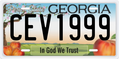 GA license plate CEV1999