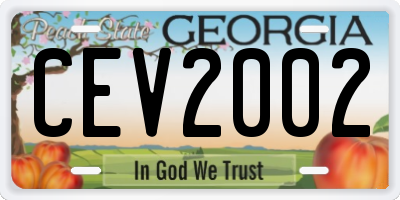 GA license plate CEV2002