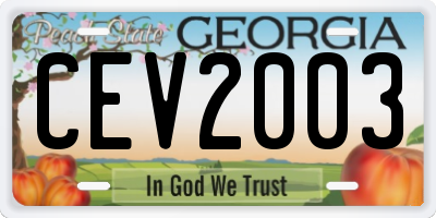 GA license plate CEV2003