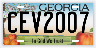 GA license plate CEV2007