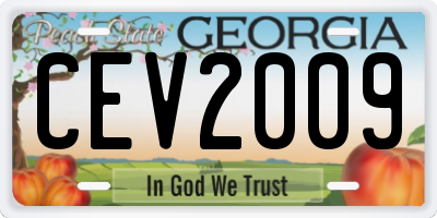 GA license plate CEV2009
