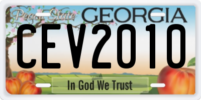 GA license plate CEV2010