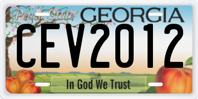 GA license plate CEV2012