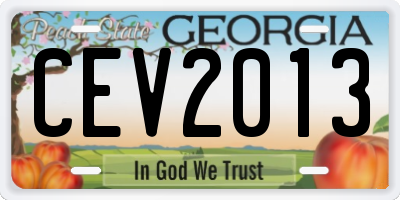 GA license plate CEV2013