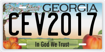 GA license plate CEV2017