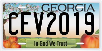 GA license plate CEV2019