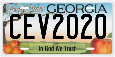 GA license plate CEV2020