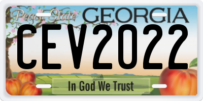 GA license plate CEV2022