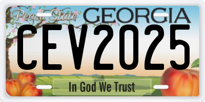 GA license plate CEV2025