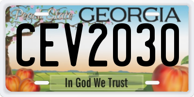 GA license plate CEV2030