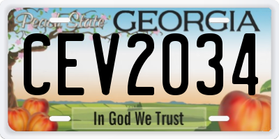 GA license plate CEV2034