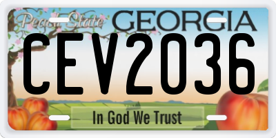 GA license plate CEV2036