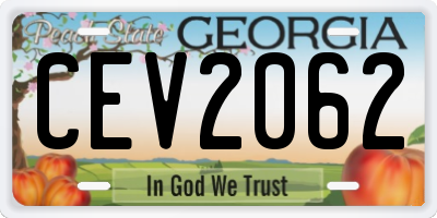GA license plate CEV2062