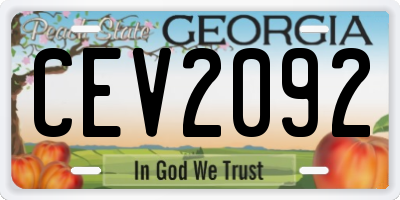 GA license plate CEV2092
