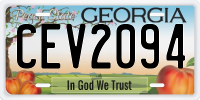 GA license plate CEV2094