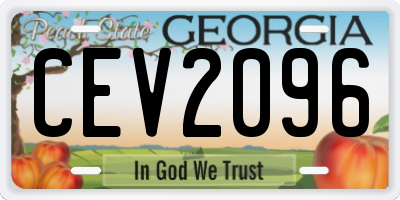 GA license plate CEV2096
