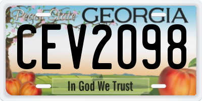 GA license plate CEV2098