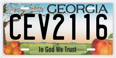GA license plate CEV2116