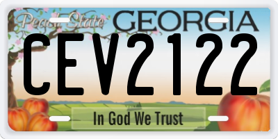 GA license plate CEV2122