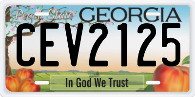GA license plate CEV2125