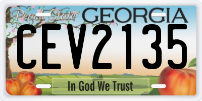 GA license plate CEV2135