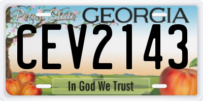 GA license plate CEV2143