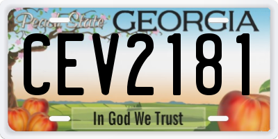 GA license plate CEV2181