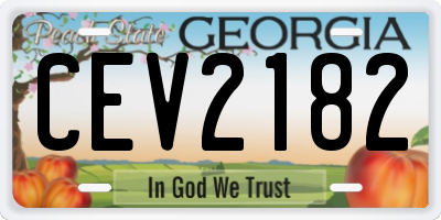 GA license plate CEV2182