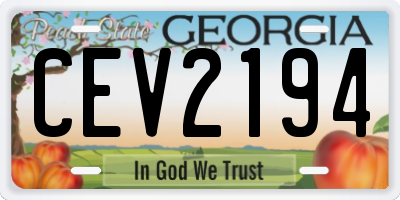 GA license plate CEV2194