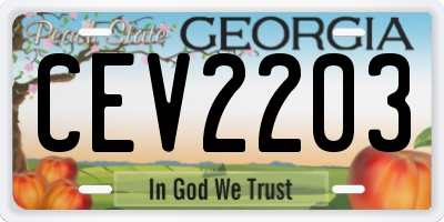 GA license plate CEV2203