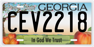 GA license plate CEV2218