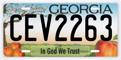 GA license plate CEV2263