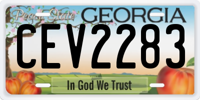 GA license plate CEV2283