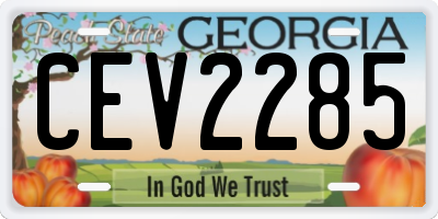 GA license plate CEV2285