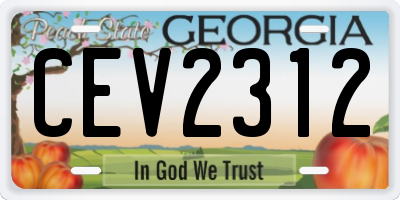 GA license plate CEV2312