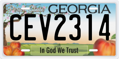 GA license plate CEV2314
